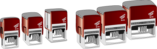 The same features that have made Toronto Stamp's AutoStamp™ so popular are also available with changeable dates, and in 7 sizes and 9 colors.
Guaranteed against any defect under normal use for the life of the stamp!